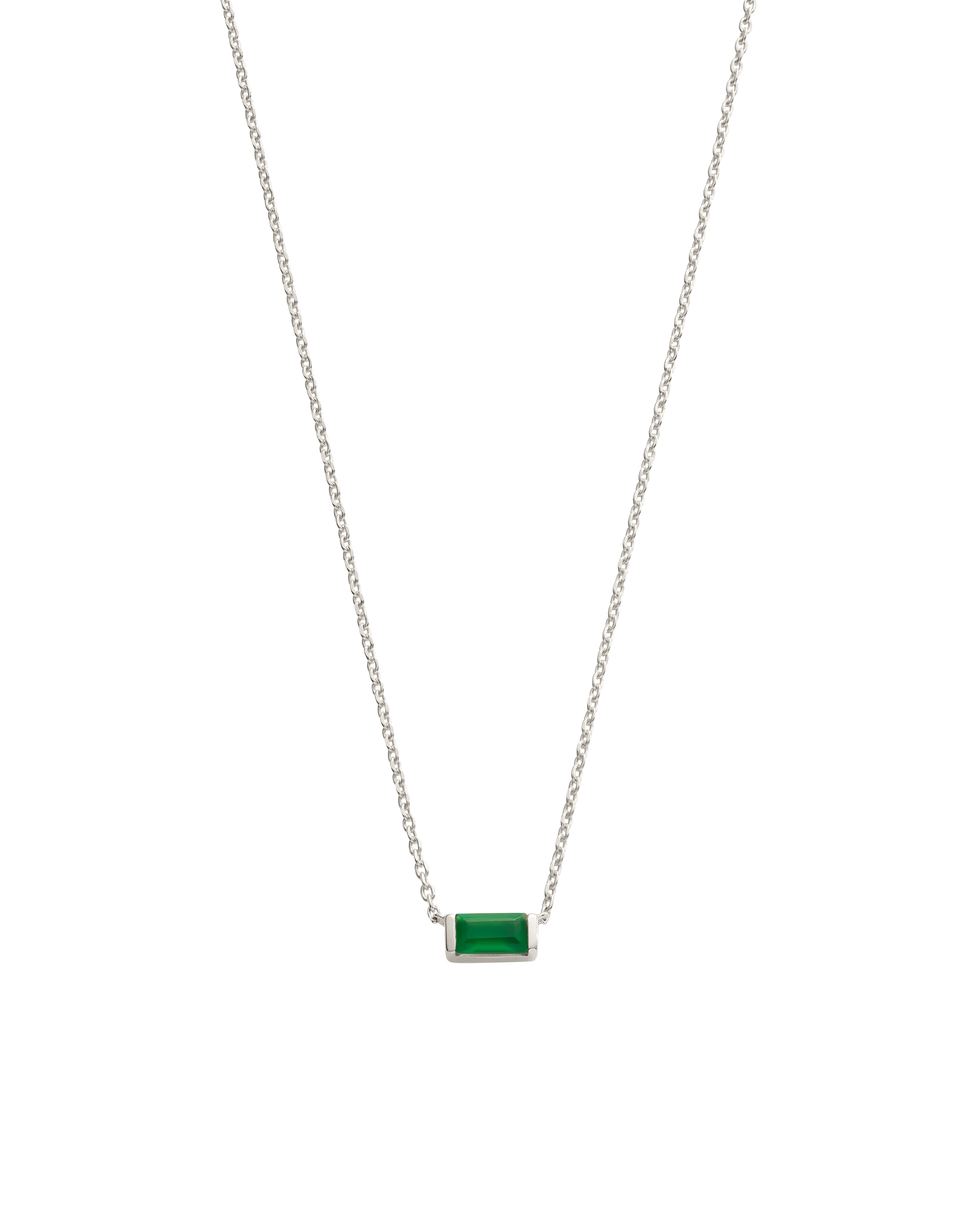 BAGUETTE BIRTHSTONE NECKLACE (STERLING SILVER)