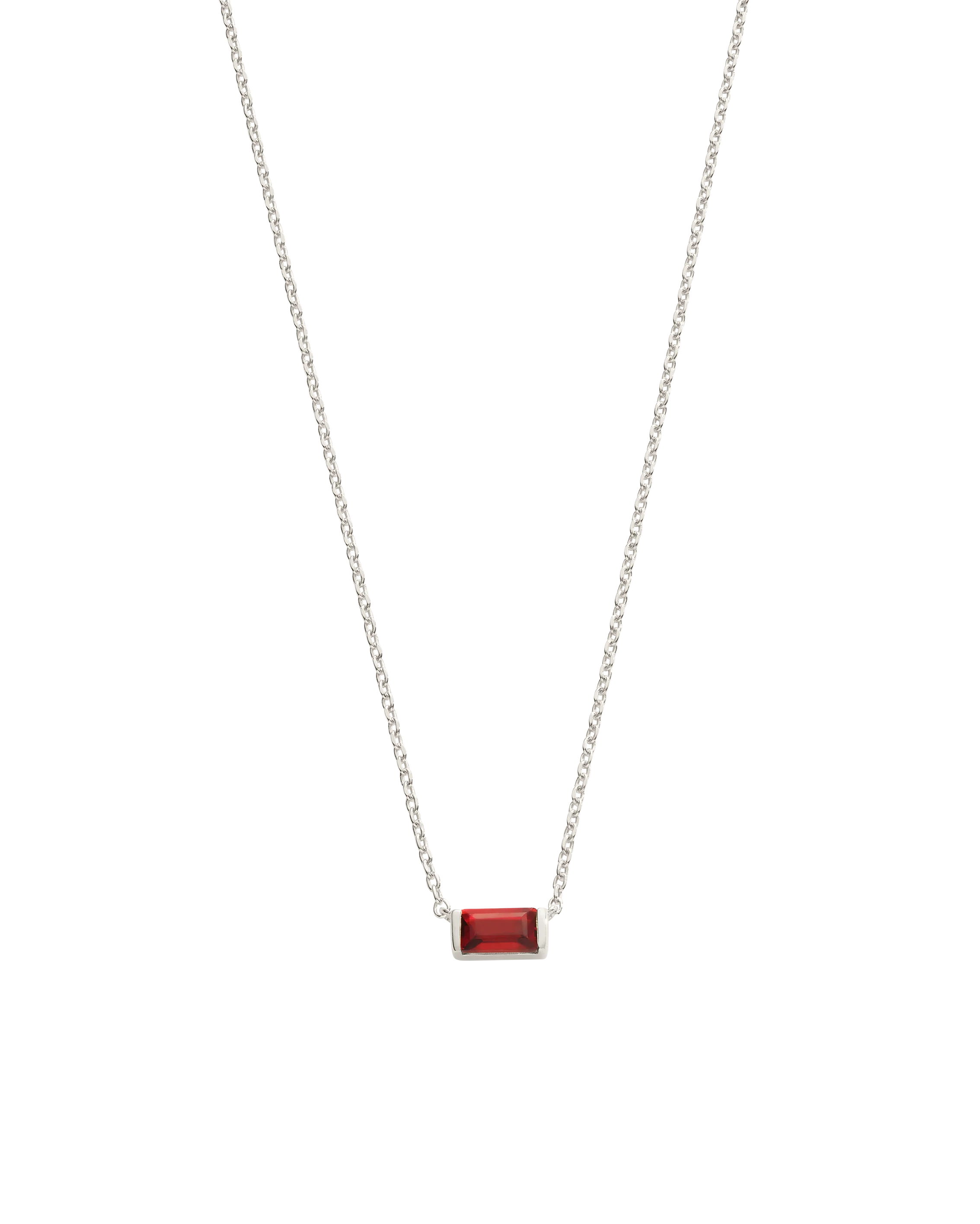 BAGUETTE BIRTHSTONE NECKLACE (STERLING SILVER) - Image 4