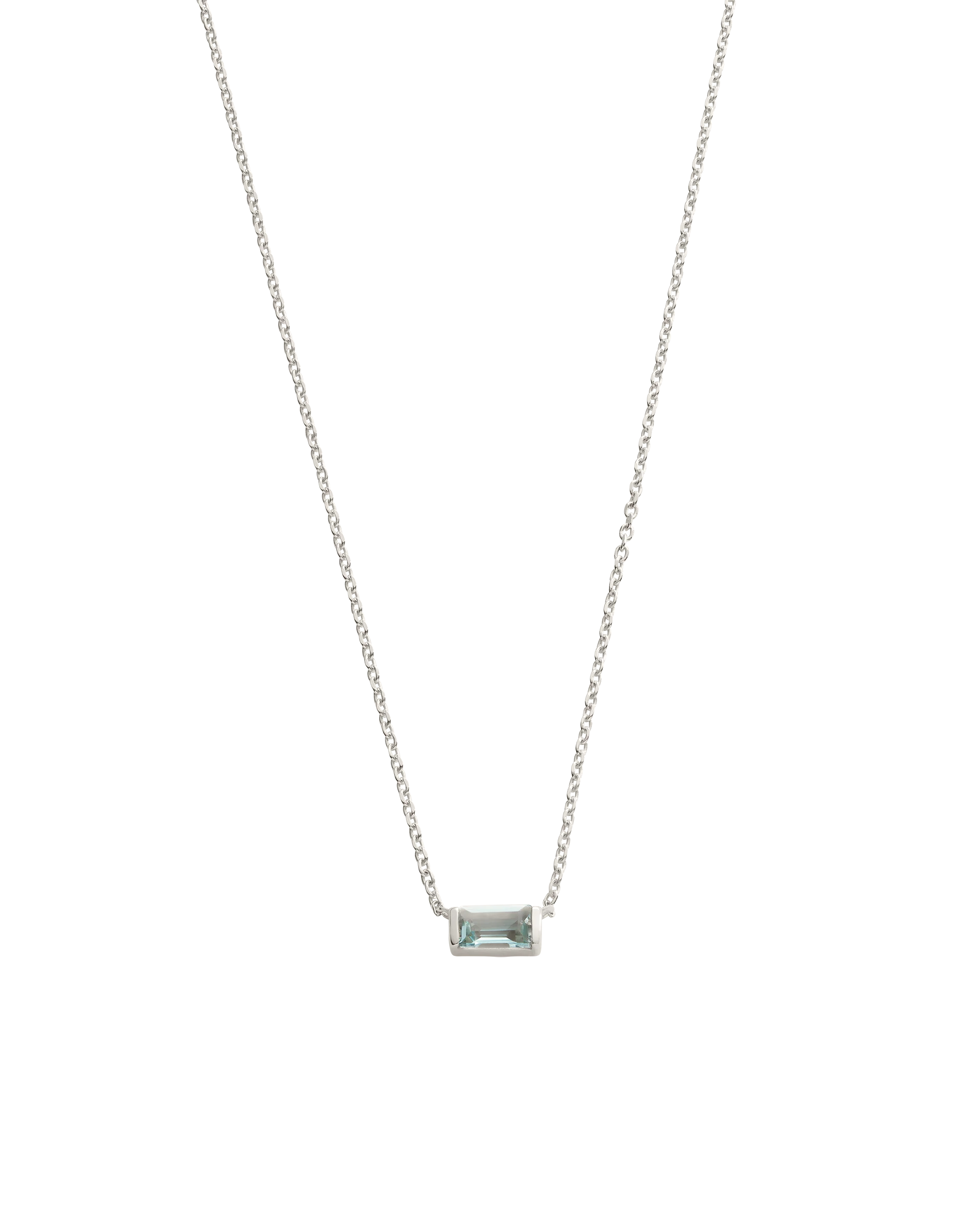 BAGUETTE BIRTHSTONE NECKLACE (STERLING SILVER) - Image 5