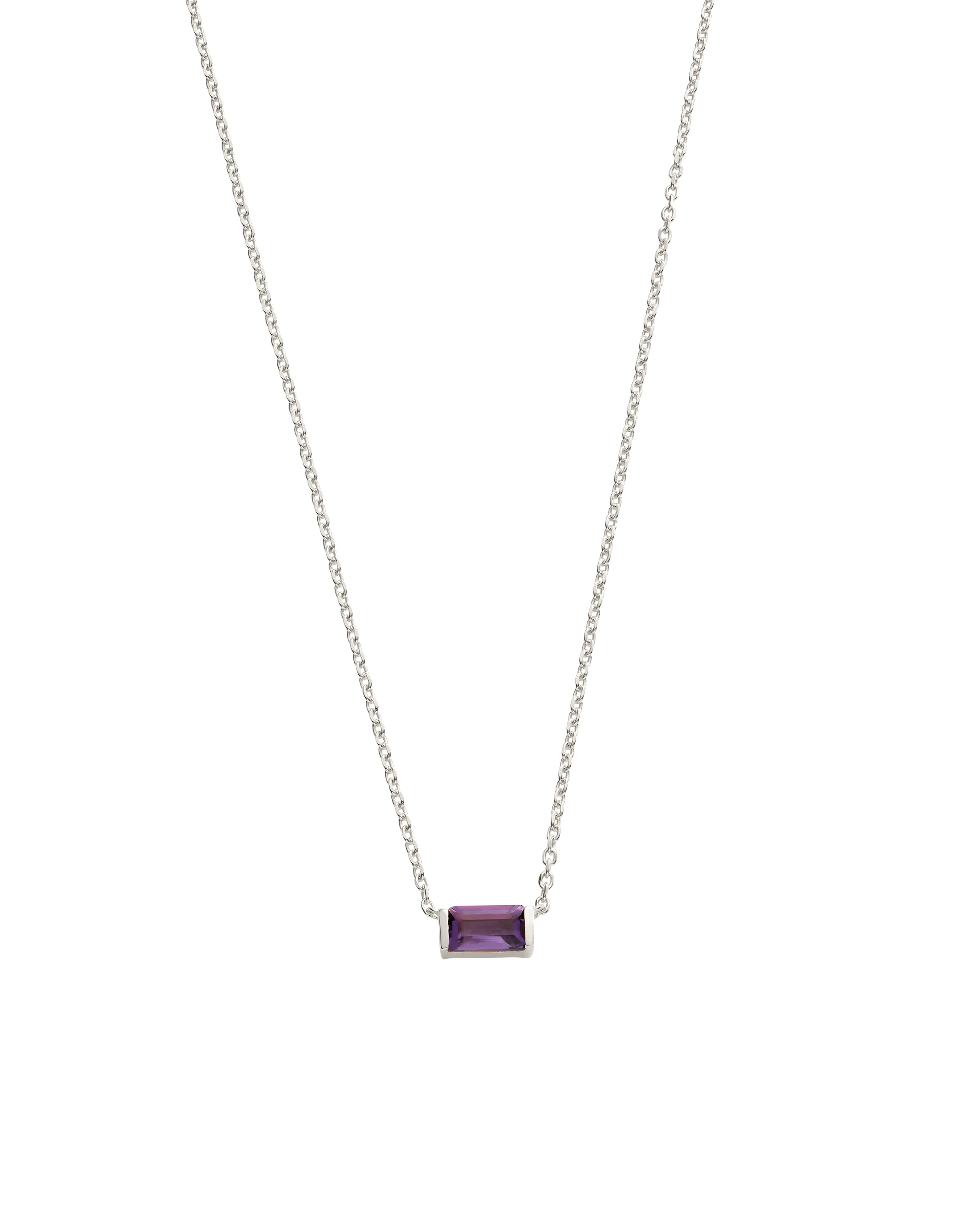 BAGUETTE BIRTHSTONE NECKLACE (STERLING SILVER) - Image 6