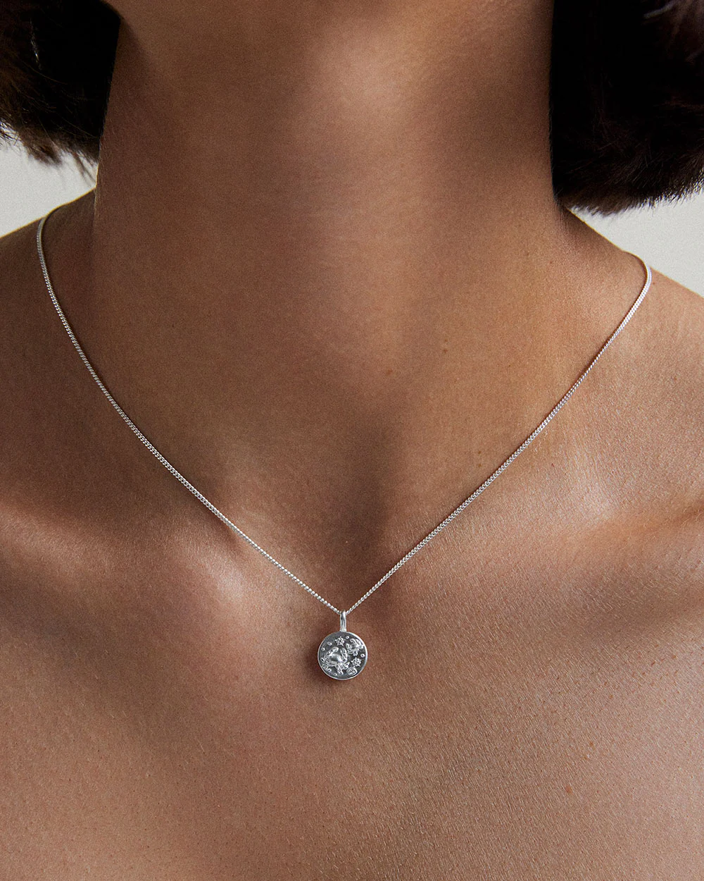 CANCER PETITE ZODIAC NECKLACE (STERLING SILVER) - Image 2