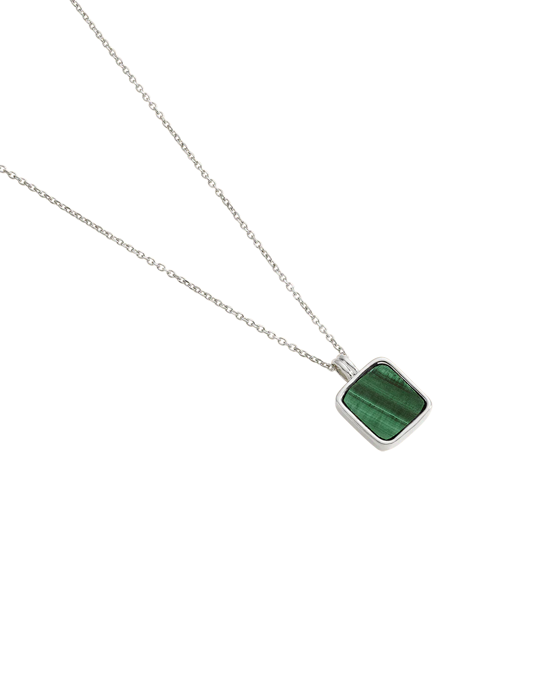 MALACHITE PENDANT NECKLACE (STERLING SILVER) - Image 3