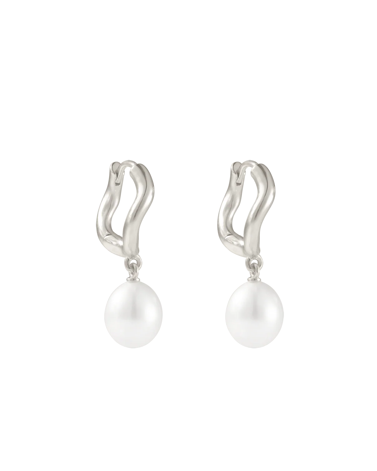 MARIS PEARL HOOPS (STERLING SILVER)