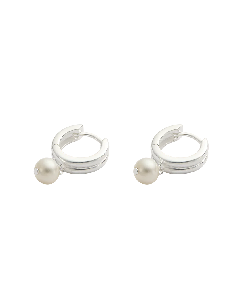 SOLACE PEARL HOOPS (STERLING SILVER) - Image 4