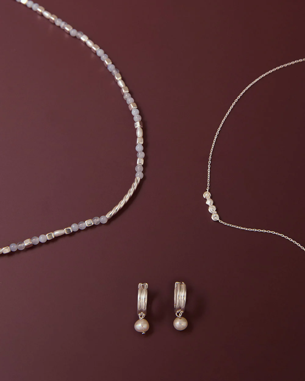 SOLACE PEARL HOOPS (STERLING SILVER) - Image 5